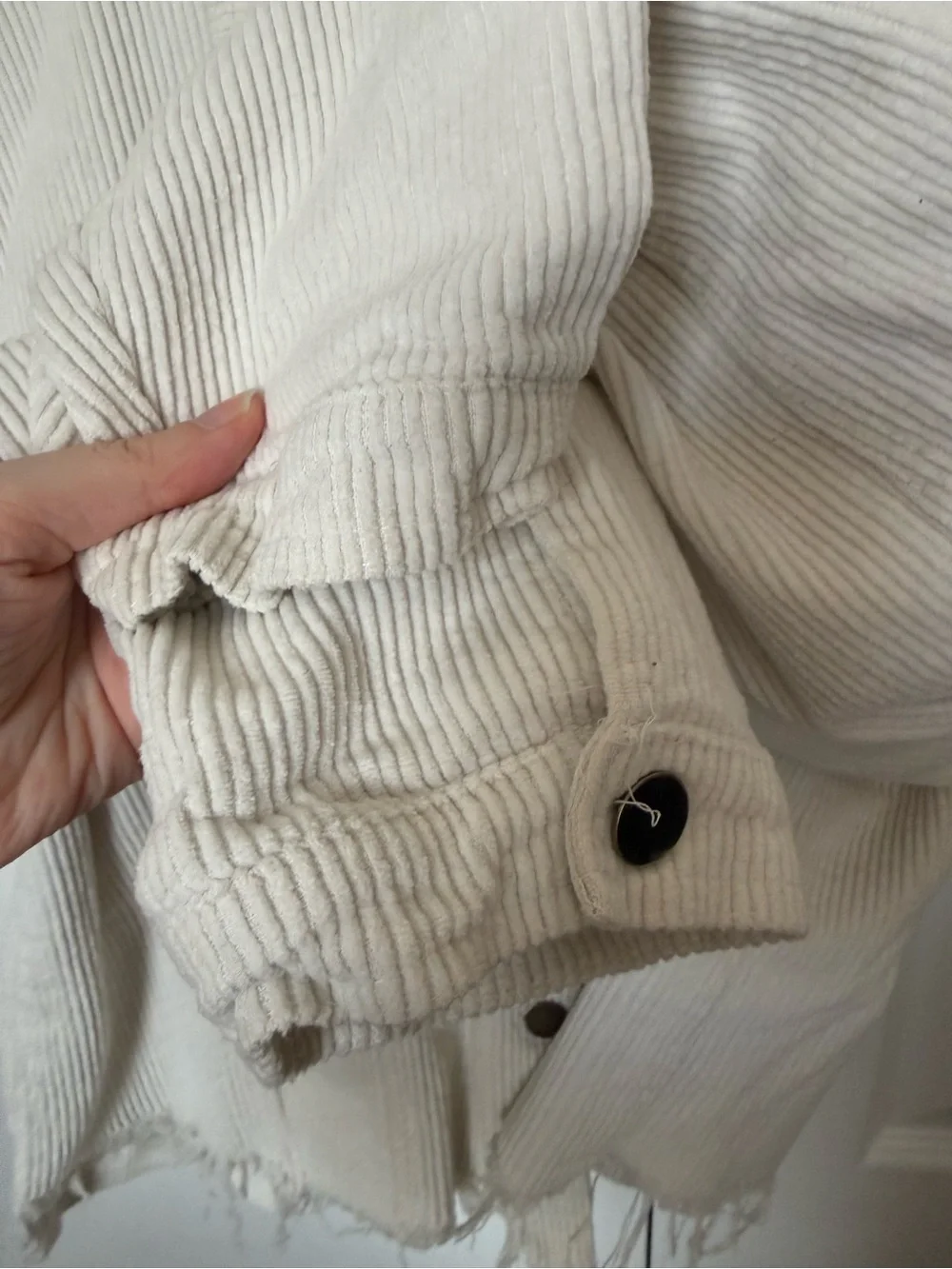 POL Cream Cropped Corduroy Jacket